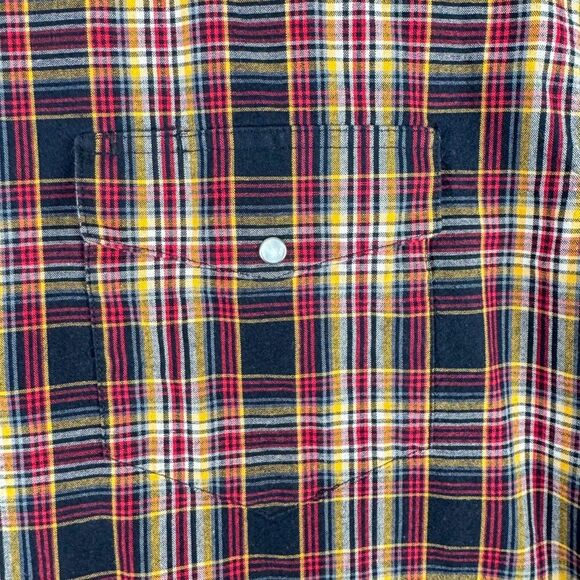 Wrangler Western Shirt Mens XXL Red Black‎ Plaid Cowboy Pearl Snap Farm Ranch - Picture 5 of 13